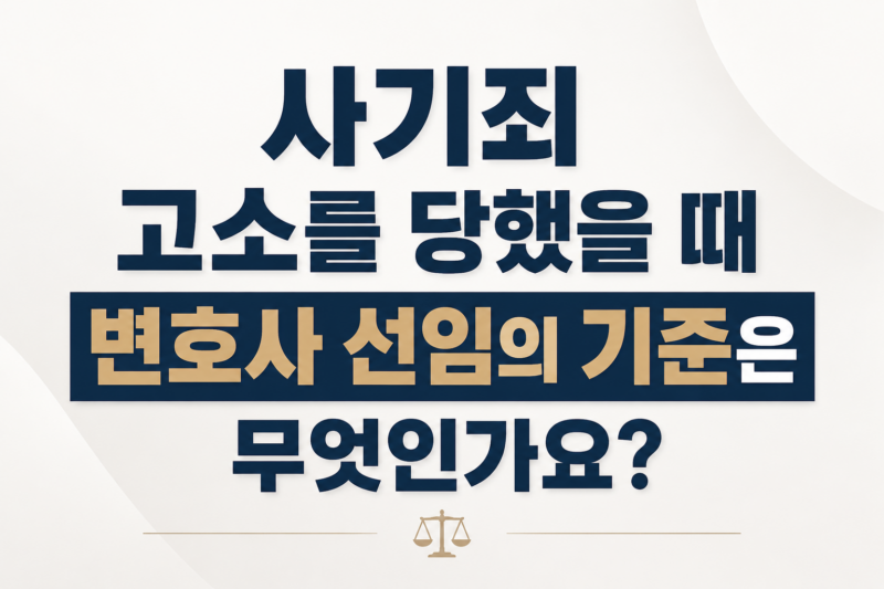 사기죄 고소를 당했을 때 변호사 선임 기준은 무엇인가요?