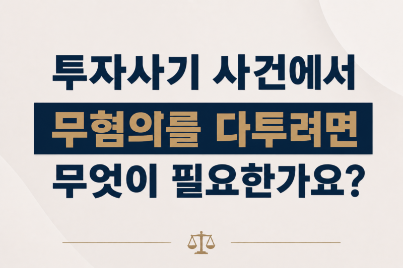 투자사기 사건에서 무혐의를 다투려면 무엇이 필요한가요?