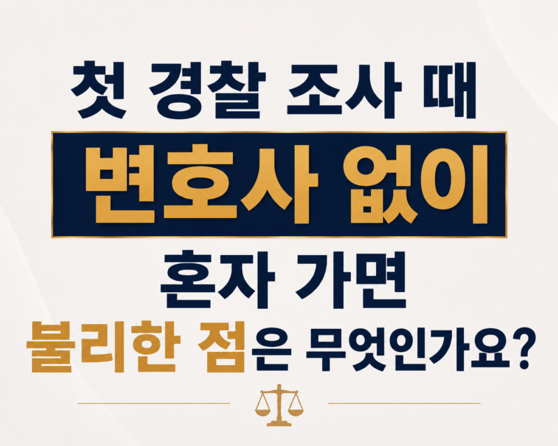 첫 경찰 조사 때 변호사 없이 혼자 가면 불리한 점은 무엇인가요?
