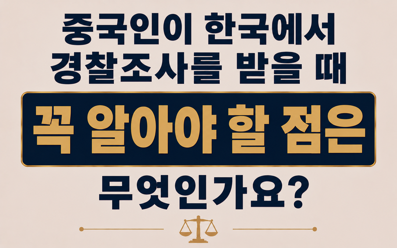 중국인이 한국에서 경찰조사를 받을 때 꼭 알아야 할 점은 무엇인가요?
