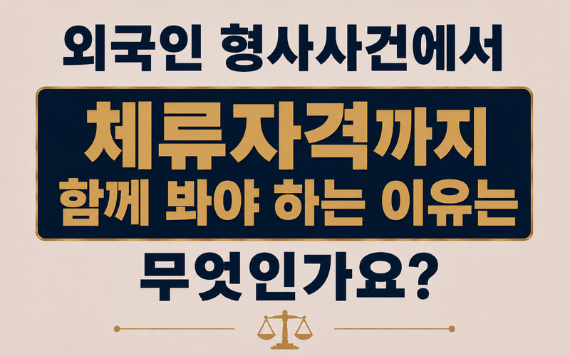 외국인 형사사건에서 체류자격까지 함께 봐야 하는 이유는 무엇인가요?